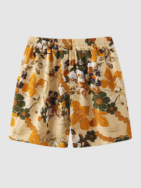 Men's Hawaiian Print Resort Style Casual Board Shorts