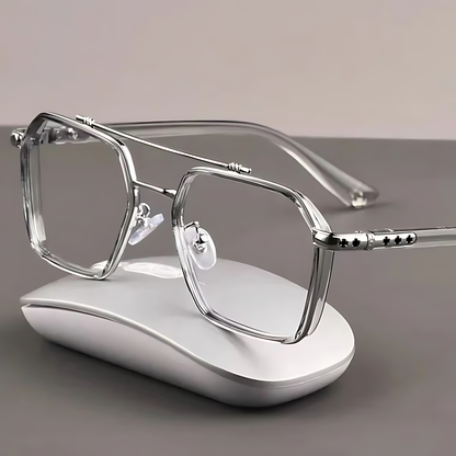 Clear Lens Eyewear Glasses: Square Frame and Blue Light Defense