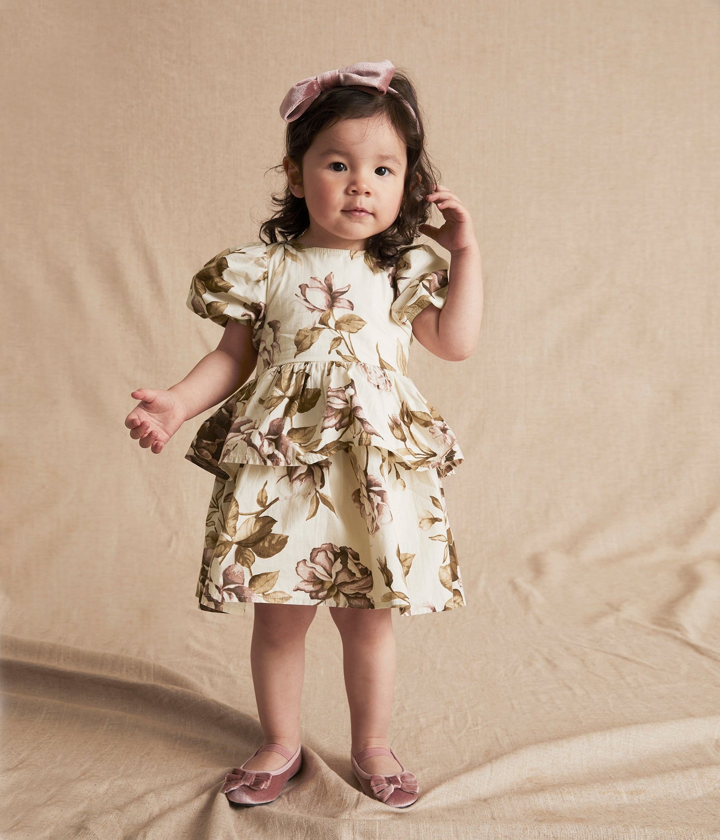 Baby large-flowered dress