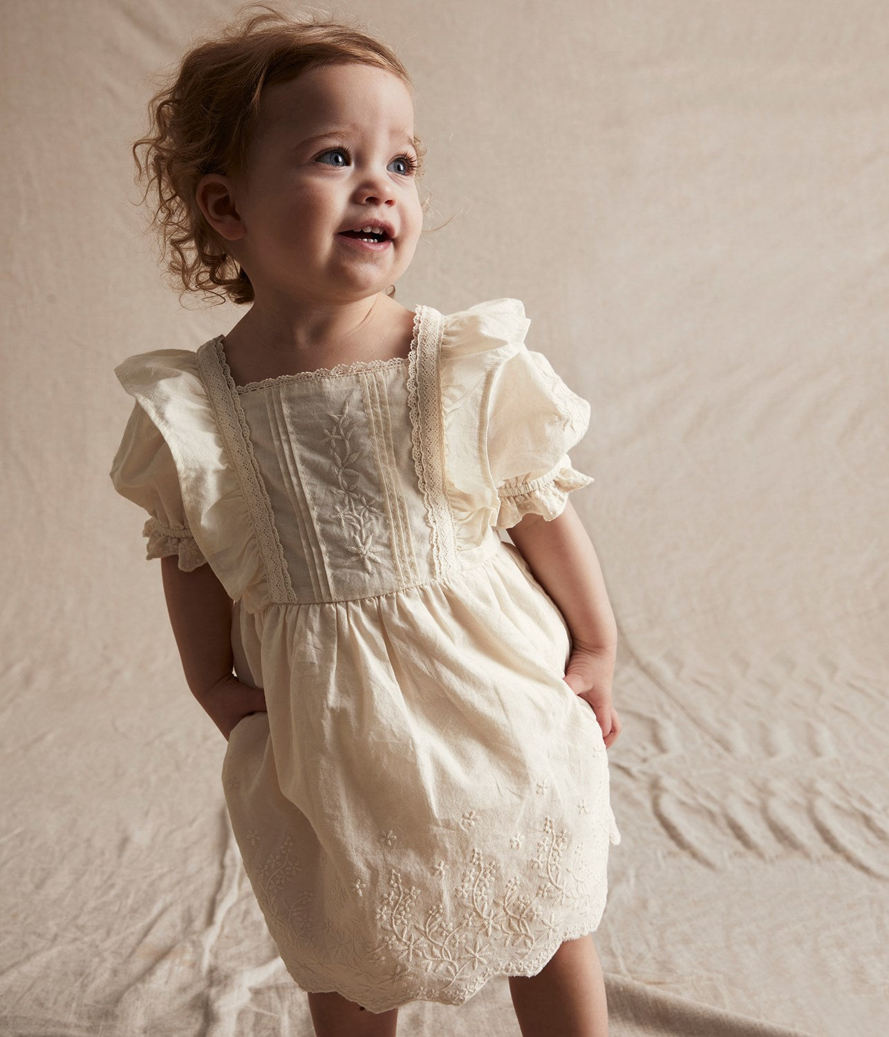 Baby white woven embroidery dress