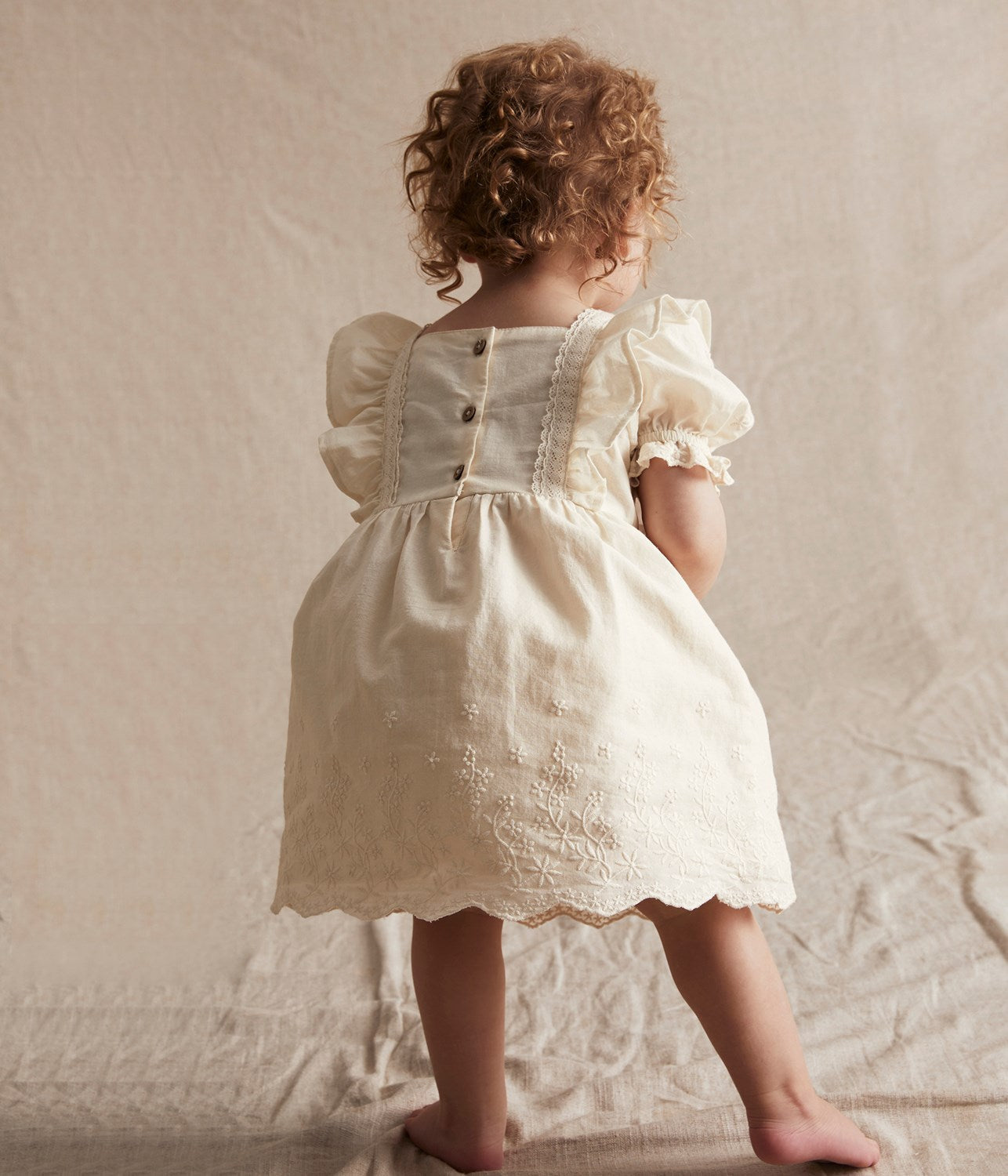 Baby white woven embroidery dress
