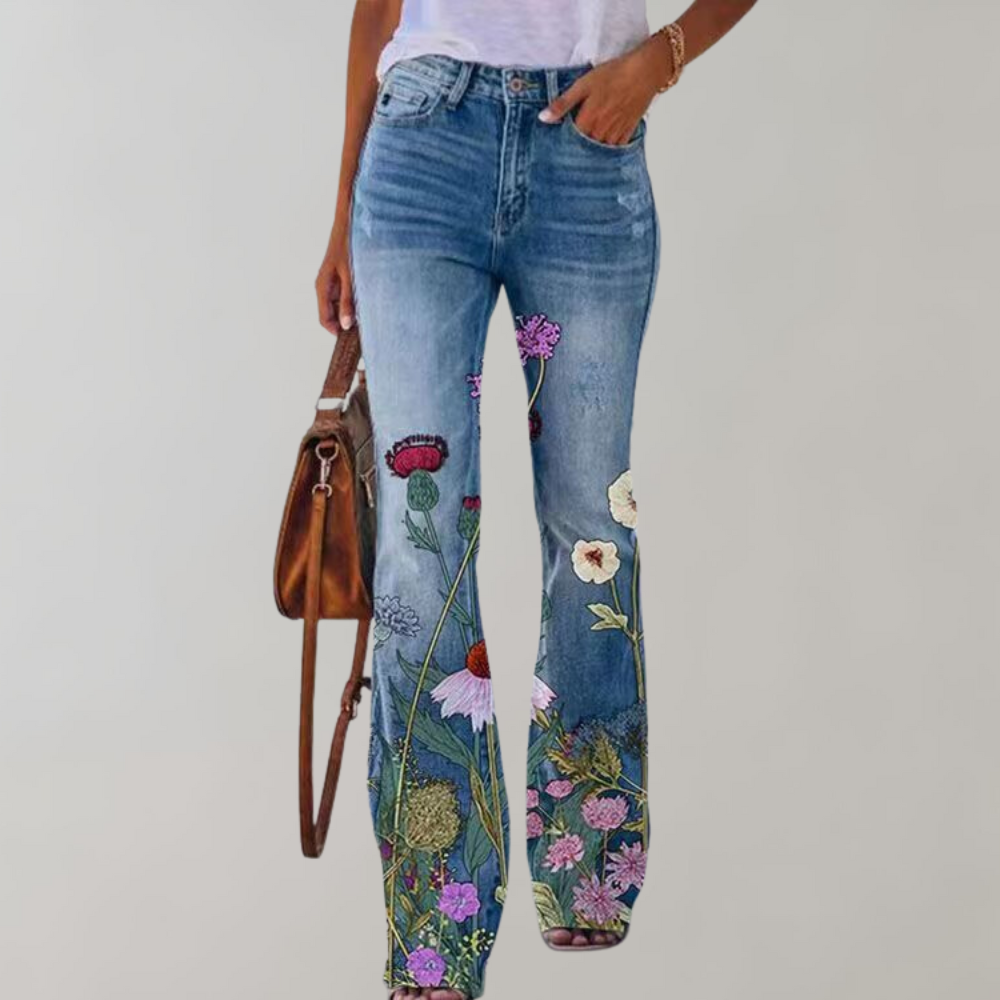 Frida -  Floral Wide-Leg Denim Jeans