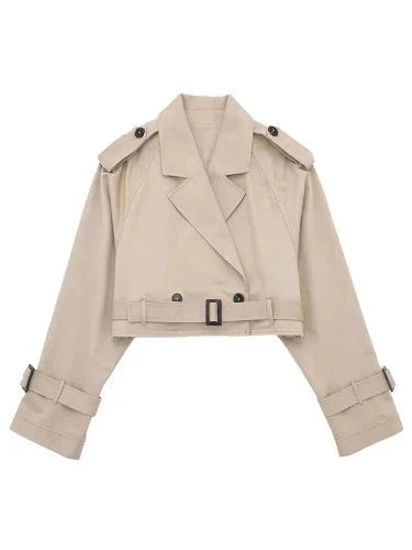 Cropped Trench Jacket With Belt